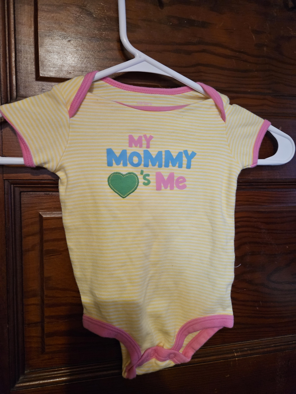 Kids Yellow Stripe One-Piece Bodysuit with Pink Trim